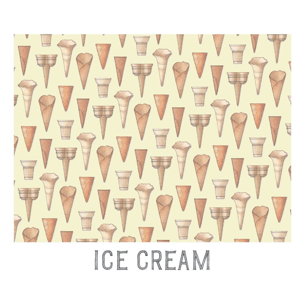 Ice Cream Cones: Gift Wrap Paper / Birthday / Parties / Anniversary /  Holidays / Valentines / Cone / Wafer / Sugar / Waffle / Pretzel — Yeesan Loh